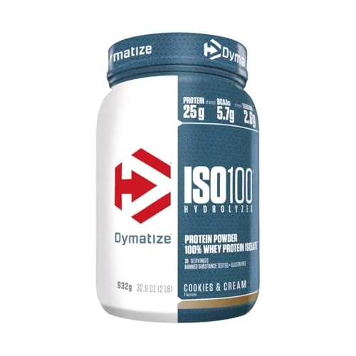 Dymatize ISO 100 Hydrolyzed Cookies & Cream 932g - Hidrolizado de Proteína de Suero Whey + Aislado en Polvo