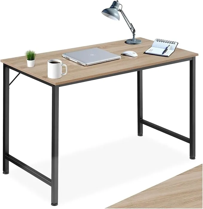 tectake® Mesa Escritorio de Madera con Estructura Resistente, Mesa de Ordenador para Oficina, Diseño Industrial, Mesa de Escritorio Moderna - 60 x 120 x 75,5 cm Madera Industrial Clara, Roble Sonoma
