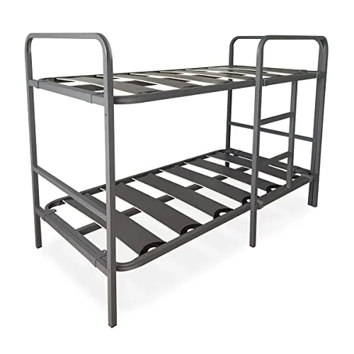 Duérmete Online - Litera Reforzada Completa con Barandilla y Escalera Metálica - Estructura de 40x30mm con Láminas Anchas, Gris, 90x190