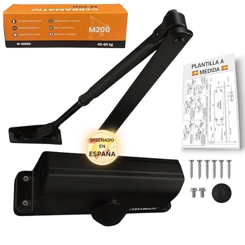 CERRAMATIC M-200, Cierrapuertas automatico, muelle puerta con brazo articulado hidráulico, muelle cierrapuertas de 40-65kg, cierre puerta, cierra puertas automatica.