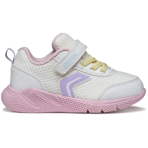 Geox Zapatillas para niña B Sprintye Girl D, Color Blanco/Rosa, Talla 21 EU