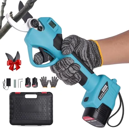 Tijeras de podar bateria - Tijeras de Podar Eléctricas Compactas y Ligeras con 2 Baterías 2000mAh con Cuchillas SK7 de Alta, Pantalla LCD, Tijeras de podar bateria para Olivos Viñedos Jardines Árboles