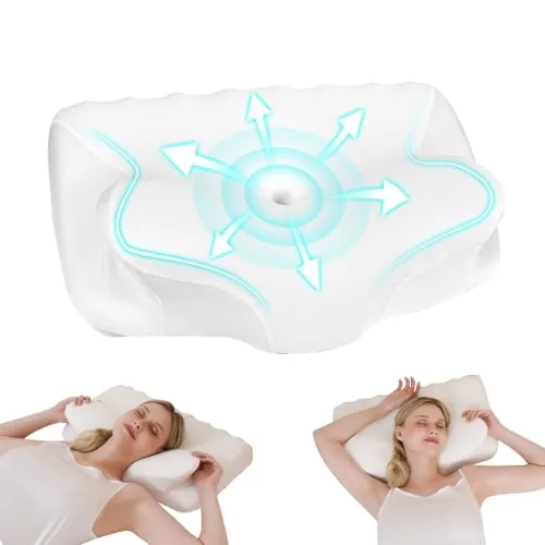 vicihoho Almohada Cervicales y Cuello, Almohada Cervical para Cuello y Hombros, Adecuada para Diferentes posturas al Dormir, Relajación y Alivio del Estrés, tamaño: 60 x 41 x 9/12 cm (White)