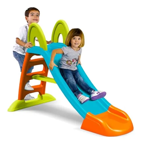 FEBER - Tobogán Slide Plus con Agua, con Hueco para la Poner la Manguera, Escaleras Antideslizantes, Resistencia y Fácil Montaje, para Niños Entre 2 y 7 Años, Famosa (FEL08000), Versión Actual
