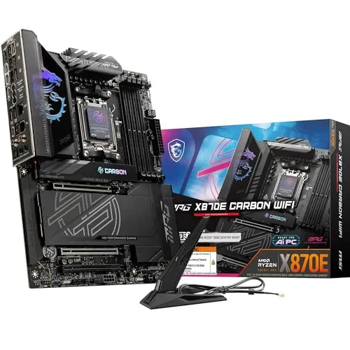 MSI MPG X870E Carbon WiFi Placa Base, ATX - Soporta procesadores AMD Ryzen 9000/8000 / 7000, AM5-110A SPS VRM, DDR5 Memory Boost 8400+MT/s (OC), PCIe 5.0 x16 & 4.0 x16, M.2 Gen5, Wi-Fi 7, 5G LAN