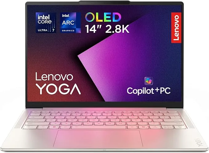 Lenovo Yoga Slim 7 Gen 10 – Ordenador Portátil IA Aura Edition - 14''OLED 2.8K (Intel Core Ultra 7 258V, Intel AI Boost 47 Tops, 32GB RAM, 1TB SSD, Win11 Home, Copilot+ PC) QWERTY Español, Seashell