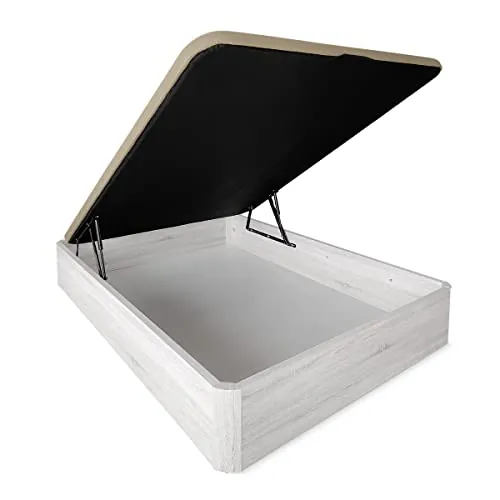 DUÉRMETE Online, Canapé Abatible Extra Reforzado Gran Capacidad con Tapa Transpirable, Esquinas Redondeadas, 150 x 190, Cajón Grosor 30 mm, Gris Polar
