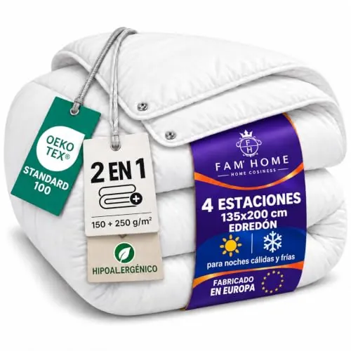 FAM Home Relleno Nordico Cama 90/105 (135x200 cm) 4 Estaciones Doble Manta