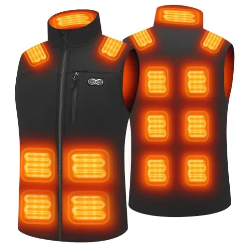 Techstuph Chaleco Calefactable Hombre con 3 Térmicas Ajustables Chaqueta Calefactora con 13 Zonas de Calefacción Chaleco Calefactable para Mujeres Temperatura Máxima 141°F (Batería no incluida)-L