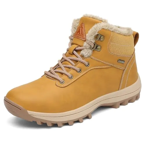 Mishansha Botas de Invierno Mujer Hombre Zapatos Cálidos, Amarillo 46 | Forro cálido, acabado repelente al agua, suela antideslizante, ajuste unisex cómodo, para diario y paseos