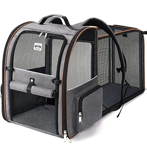 Lekespring Transportin Gato Extensible con 4,Entradas,Mochila Transpirable