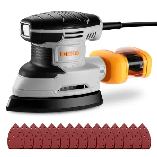 DEKOPRO Lijadora Orbital 180W, 13000 RPM, 15 Lijas - Gris