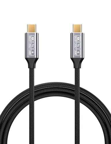 Cable USB C a USB C 3.1 Gen2 10Gbps Transferencia de Datos,100W 20V/5A Cable USB C Carga Rapida 4K, Cable Tipo C 4M Compatible con Thunderbolt 3 Cable Para X-iaomi 14, MacBook Pro, Samsung S24