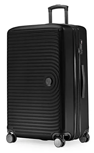 HAUPTSTADTKOFFER Mitte - Maleta Rígida Grande, TSA, 4 Ruedas, Equipaje Facturable con Ampliación de Volumen de 8 cm, 77 cm, 130 litros, Negro
