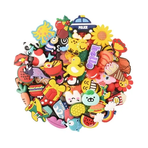 Ainiv Shoe Charms 55 Piezas, Adornos de Zapatos, PVC Encantos Clog Adornos para Zapatos para Regalos de Fiesta Cumpleaños