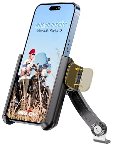 Grefay Soporte de Móvil para Moto y Scooter, Soporte Movil Moto | liberación Rápida Soporte para Teléfono Espejo Retrovisor Motocicleta con Rotación 360° ​​para Teléfonos de 3,5–7,0 pulgadas