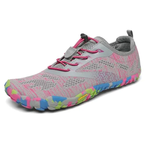 SAGUARO Zapatillas Barefoot Hombre Mujer Zapatillas Minimalistas Zapatos Barefoot Calzado Minimalistas Zapatillas de Trail Running Barefoot Shoes para Zero Drop Suela Rosa Salmón,Gr.41