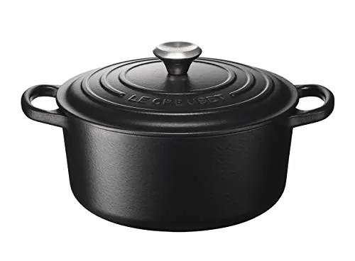 Le Creuset Cocotte redonda de hierro fundido, 22 cm, 3, 3 L, Todas Las Fuentes de Calor incluso inducción, Negro Mate, 21177220000430