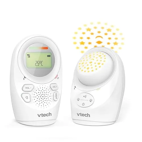 VTech DM1212-IT Monitor de Audio para Bebés, Cobertura de hasta 460 m, Batería de hasta 8 Horas, Luz Nocturna con Proyección, Canciones de Cuna, Bidireccional, Alertas de Sonido, Transmisión Segura