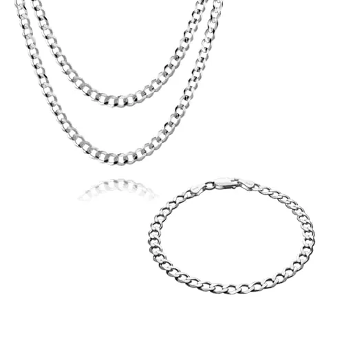 Conjunto De Joyas Para Hombre En Plata Esterlina 925 Con Diseño Cadena Cubana