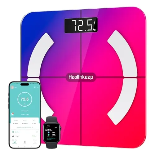 Healthkeep Balance - Báscula de equilibrio con Bluetooth (alta precisión, 13 indicadores) para Andriod e iOS Max 180 kg/400 lb/28 cm, multicolor