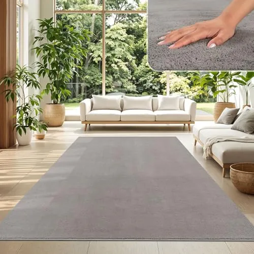 TT Home Alfombra Salón Grijs 200x280 cm Lavable y Pelo Corto