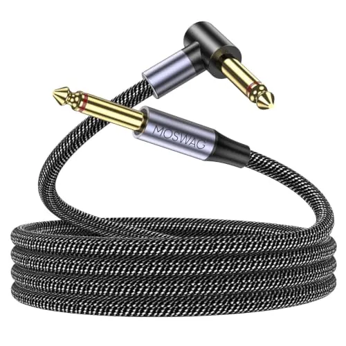 MOSWAG Cable de Guitarra 3M, Cable de Instrumento 6.35mm, Cable de Amplificador de Guitarra Eléctrica TS de 6.35mm Compatible con Bajo, Guitarra Eléctrica, Amplificador