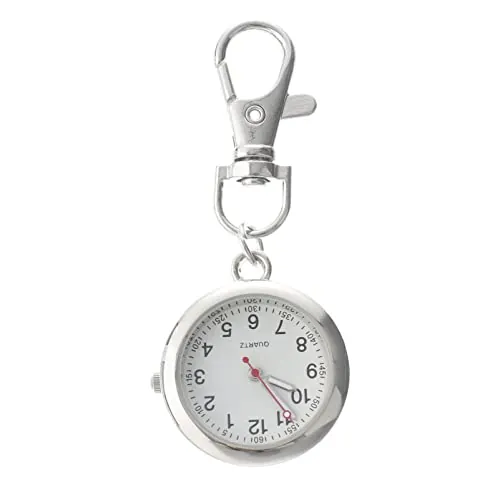 ibasenice Reloj de Bolsillo de Cuarzo - Relojes De Bolsillo para Mujeres Reloj con Clip para Reloj con Llavero de Solapa para Reloj de Bolsillo Colgante para Médico