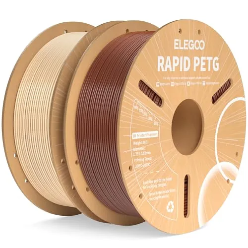 ELEGOO Filamento PETG Rápido 1.75 2KG Marrón y Beige | Velocidad 30-600mm/s, Precisión Dimensional +/- 0,02mm, Carrete de Filamento, para la Mayoría de Impresoras 3D
