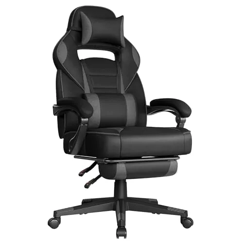 SONGMICS Silla de Oficina, Ergonómica, Reposapiés Telescópico, 150 kg