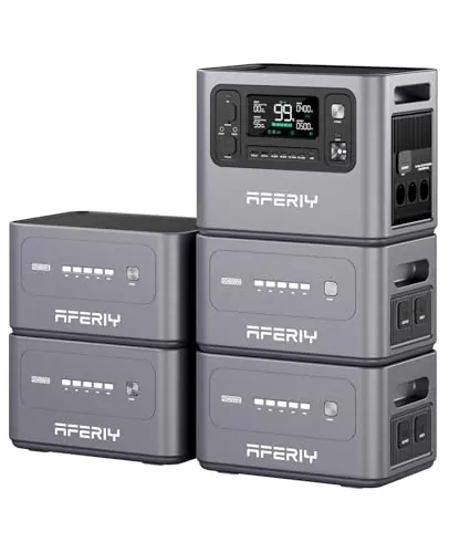 AFERIY Estacion Energia Portatil 2800 W, con 4 Baterías Adicionales, Portable Power Station 10,24KWh, Capacidad Ampliable, Generador Solar para Camping, Hogar, Viajes, Para Autocaravanas, Emergencia