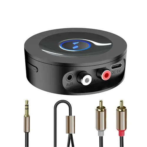 BLACKHOSE Receptor Bluetooth HiFi para Equipo de Música, RCA y AUX 3,5mm