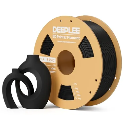 DEEPLEE Filamento PLA Basic 1.75 mm, Bobina 1 kg, Negro
