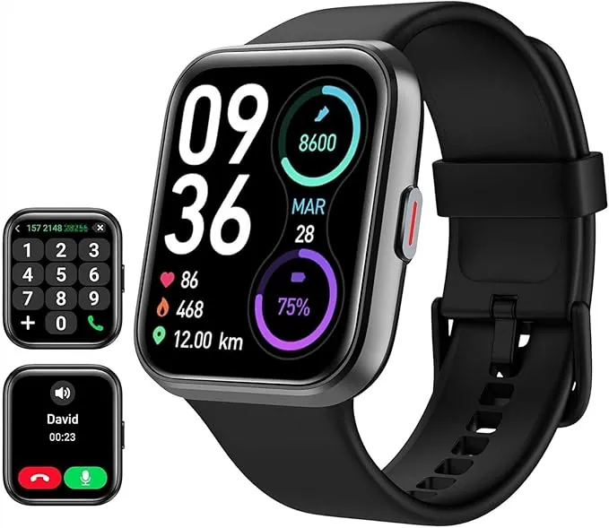 Tensky Reloj Inteligente Hombre con Llamadas y Voz de Alexa, Whatsapp Notificaciones, 1.85" Smartwatch Hombre 110 Modos Deportes 3 ATM SpO2/Pulsómetro/Monitor de Sueño Pulsera para iPhone Android