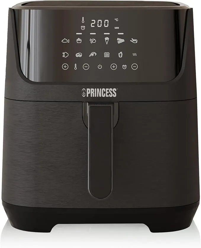 Princess Freidora sin Aceite Digital 6,5 L con Separador Extraíble, 12 Programas, Pantalla Táctil, Hasta 60% Ahorro de Energía, Cocina sin Aceite, para 1,5 kg Patatas, Negra, 182061