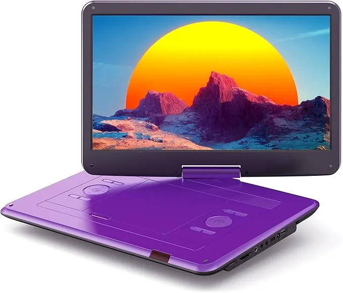 WOLFANG Reproductor de DVD portátil de 17,5 Pulgadas con Pantalla Grande HD de 15,6", batería de 5000 mAh, sin restricción Regional, Dos Altavoces estéreo, Compatible con Tarjeta USB/SD/Sync-TV