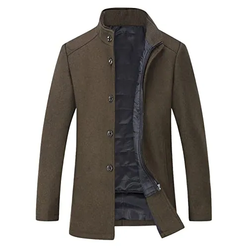YOUTHUP Abrigo Hombre 2 en 1, Negocios Invierno,Marr.,L | Forro desmontable, un solo abrigo para múltiples combinaciones de invierno