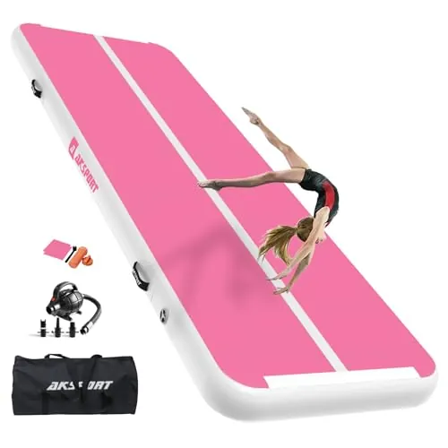AKSPORT Esterilla hinchable de aire para tumbling, 3/4/5/6 m, esterilla de gimnasia de aire, 10/20 cm de alto, con bomba de aire para el hogar, el balanceo, el gimnasio, la formación, las animadoras