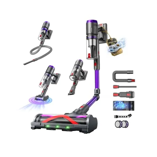 Circlio Aspiradora Sin Cable 58kPa/600W/75Min, Escoba Aspiradora sin Cable con Brazo Flexible, Manguera de 1m, Aspiradora Antiácaros para Colchones, Ideal para Suelos, Alfombras y Pelo de Mascotas