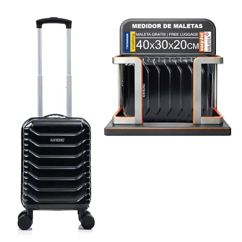 RAYKONG Maleta de Cabina ABS 40x30x20(24L)|Capacidad Maxima| Equipaje de Mano con Ruedas Desmontables para Ryanair | Vueling | EasyJet - Negro
