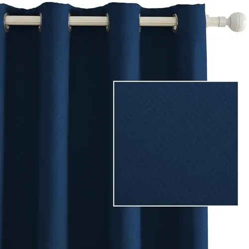 Ystyle Cortinas Termicas Aislantes Frio y Calor Opacas Dormitorio 2 Piezas, 140x260 CM, Modernas Blackout Cortinas con Ojales para Habitacion Salon, BLU Scuro