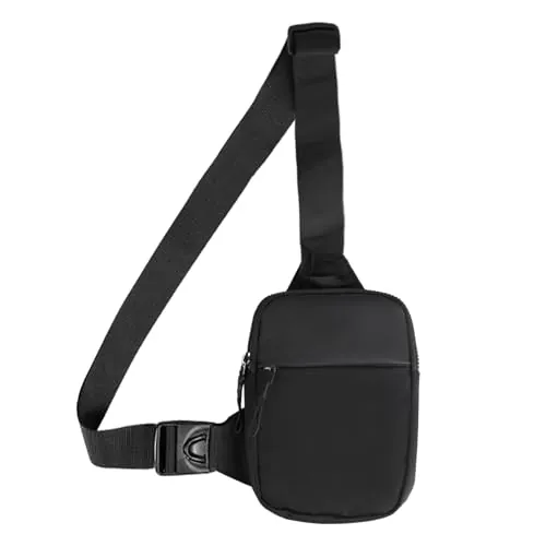 Bolsa Cruzada de Pecho para Hombre - Mochila Pequeña Negra para Mujeres y Hombres - para Viajes, Senderismo, Ciclismo