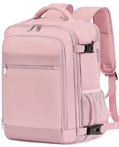 KLOSTAIN Mochila Viaje Cabina Avion 45x36X20 para Easyjet 30L Mochila Cabina Equipaje de Mano Bolso Mochilas Hombre Mujer para Portatil de 15.6 Pulgadas Mochila de Viaje Trabajo Escuela Rosa