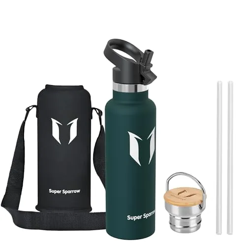 Super Sparrow Botella Agua Acero Inoxidable - Botella Agua Niños - 620ml - Botella Termica Boca Estándar - Sin BPA, para Niños & Adultos, Deporte, Oficina, Yoga, Ciclismo