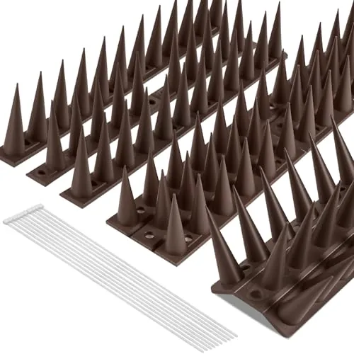 OFFCUP Pinchos Antipalomas Plástico, Pinchos para Palomas 8 Piezas 1,8M, Exterior Púas para Pájaros con 10 Bridas para Balcones Techos Jardines Barreras Privadas (Marrón)