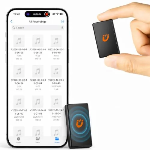 Grabadora de Voz Magnética, DSP 5.0, Activación por Voz y Audio HD | Imán integrado, DSP 5.0, activación por voz, audio HD y USB-C para clases, reuniones, entrevistas y notas diarias.