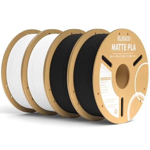 ELEGOO Filamento PLA MATE 1.75 4KG Negro y Blanco, Filamento para Impresora 3D, Precisión Dimensional +/- 0.02mm, Carrete Filamento 3D,para Mayoría Impresoras 3D