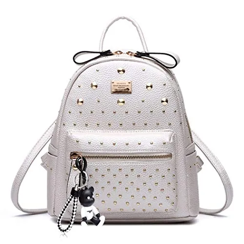 DEERWORD Mujer Bolsos Mochila Casual Bandolera Marca Mediano Antirrobo Italianos PU Cuero 5021 1 piezas Blanco
