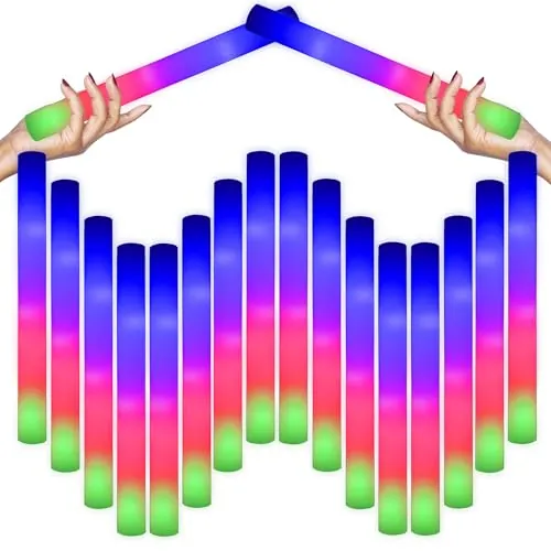 YYYuYong 102PCS Multicolor Palos luminosos fluorescentes,Palos LED de espuma, Palos luminosos para fiestas de boda, cumpleaños, Halloween, Navidad