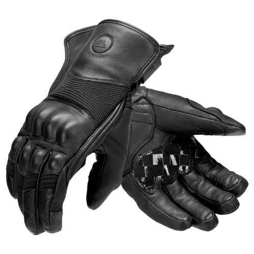 KEMIMOTO Guantes Moto Invierno Piel, Membrana Impermeable, Antideslizante